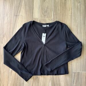 Noisy may black ribbed long sleeve cardigan